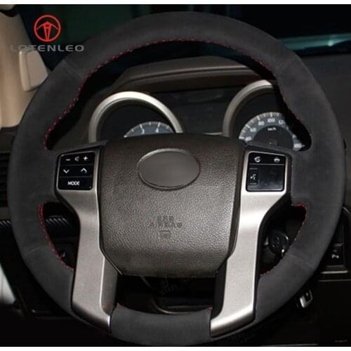 LQTENLEO Black Suede DIY Hand Car Steering Wheel Cover for Toyota Land Cruiser Prado 2010-2017 Tundra Tacoma 4Runner 2014-2019