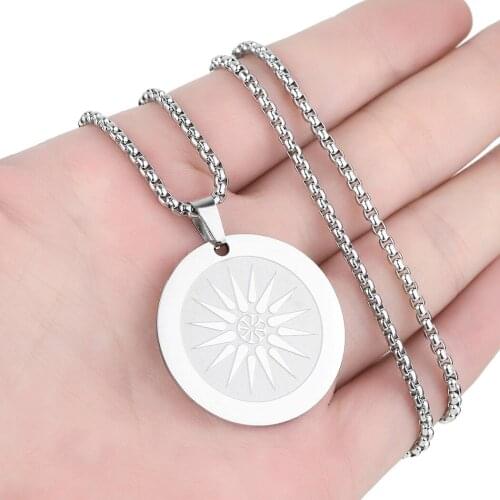 Cxwind Fashion Men Women Engraved Star Pendant Necklace Stainless Steel Trendy Chain Star Charm Round Choker Jewelry Gift