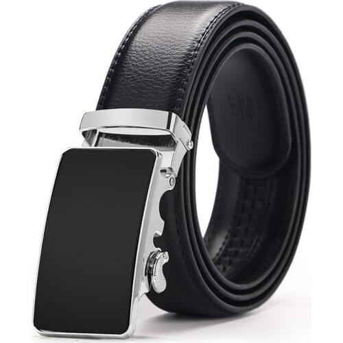 Mens Fashion Accessories Brand Belts Hight Quality Real Leather Automatic Buckles Black Waistband For Male Sale Free Shipping