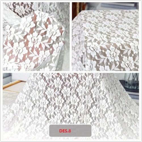 Nylon Polyester White Lace DIY Fabrics For Dress Table Cloth Wedding Decoration Materials Tissus Tela 100cmX140cm