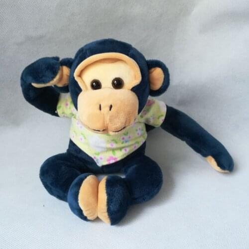 New toy about 24cm dark blue monkey soft doll magnet monkey with cloth, plush toy,baby toy birthday gift h0350