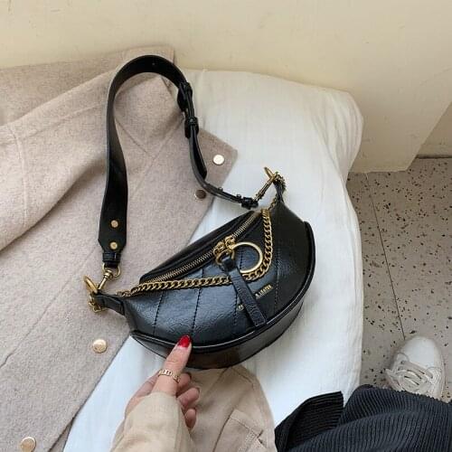 2020 new ladies bag PU solid color soft leather fashion waist bag shoulder bag chain Messenger bag fashion chest bag women