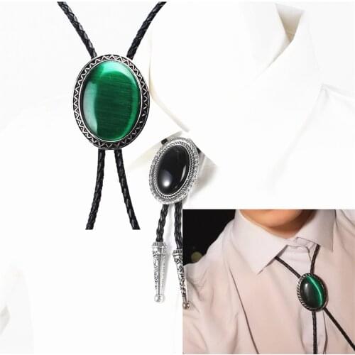 Oval New Trendy Mint Green Bolo Tie Western Cowboy Dress Shirt Accessory Jewelry Black Bolo-ties Necktie Necklace Gift For Men