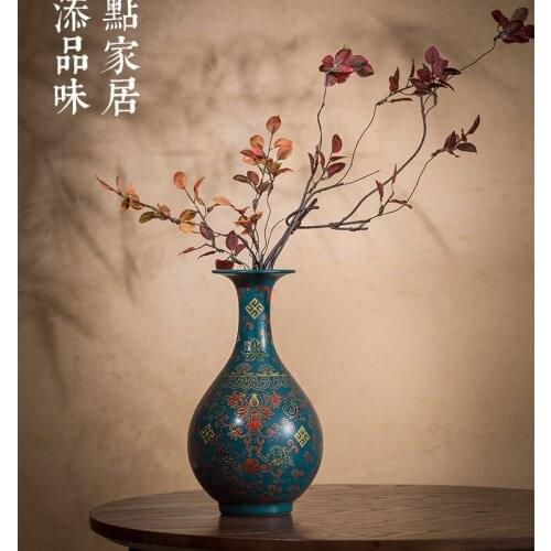 Peacock blue glaze enamel color ceramic vase collection, antique ornaments made to order