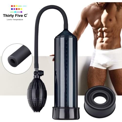 Penis Pump Vacuum Dildo Enlargement Pumps Penis Extender Man Erection Enlarger Delay Ejaculation Trainer Sex Toys Manual Sucker