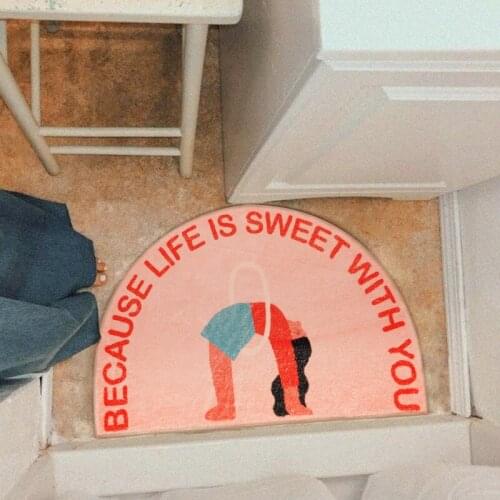 Lovely Bathroom Mat Semicircle Printing Girl Soft Entrance Carpet Area Floor Pad Rug Doormat Tidy Aesthetic Home Room Decor