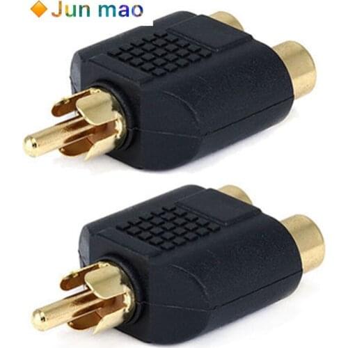 1PCS RCA jack Y Splitter AV Audio Video Plug Adapter 1 Male to 2 Female Converter