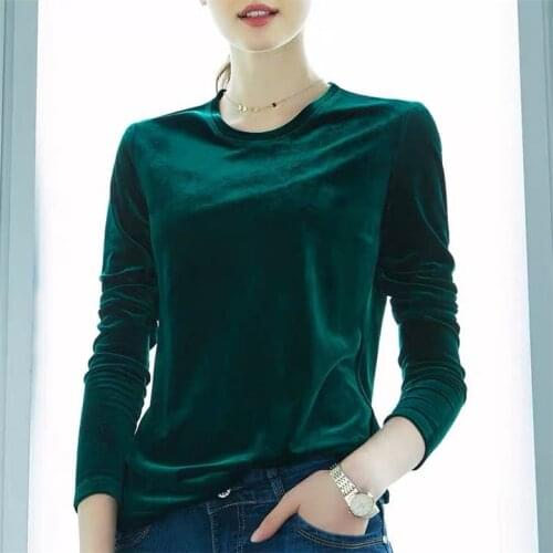 Plus size M- 6XL 7XL Russian velvet tops,brand Autunm and Winter long sleeve casual velour shirts green black Blusas Femininas