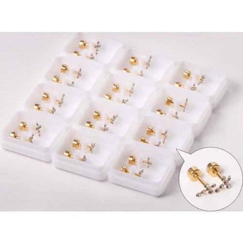 12 Pairs Stainless Steel Earring Sets New Arrivals Cross Crystal Earings Gold Color Screw-Back Stud Earrings For Women Party