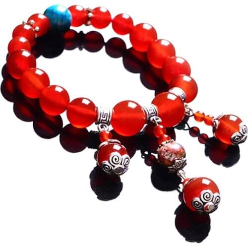 Light-up natural red agate bracelet