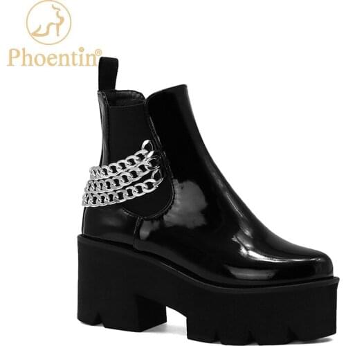 Phoentin chains ankle boots with thick soles new arrival womens shoes on high soles motorcycle booties women fall 2020 FT1080