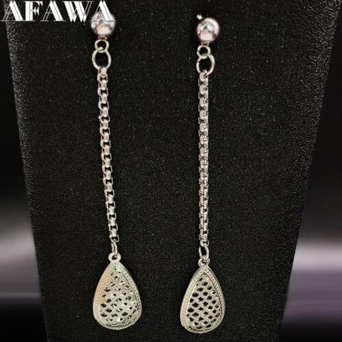 Fashion Stainless Steel Earings Women Silver Color Long Stud Earings Jewelry aretes de acero inoxidable para mujer E2649S02
