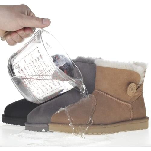 100% Genuine Sheepskin Leather Snow Boots Natural Fur Winter Boots Waterproof Warm Wool Boots Women boots 3352