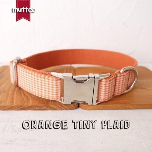 10pcs/lot MUTTCO personalized pet dog collar leash ORANGE TINY PLAID self-design adjustable nameplate collar 5 sizes UDC105
