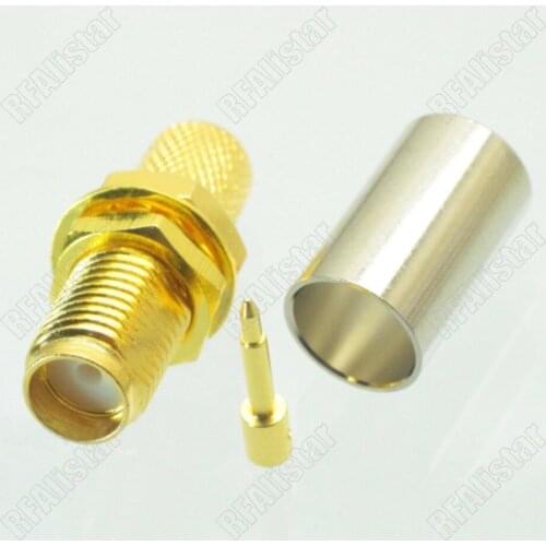 10 Pieces RP SMA Jack Female (Male Pin) Straight RF Connector Crimp for LMR240 50 Ohm LMR-240