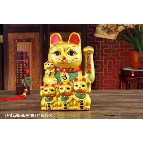 16 inch Gold shake hands to attract money cat ornaments opened 16 inch extra-large ceramic lucky Piggy bank bstatue home wedding