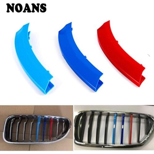 3pcs For 2003-2011 BMW series 1 E87 E81 E82 E88 Motorsport Power M Performance Front Grille Trim Strips Cover Stickers