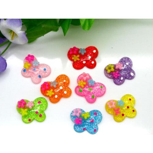 50Pcs Mixed Resin Butterfly Beads Decoration Crafts Flatback Cabochon Scrapbooking Fit Phone Embellishments Diy Accessories