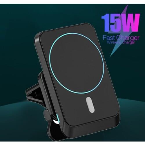 15W Wireless Charger Car Phone Holder Magnetic Wireless Car Charger Mount Stand For iPhone 12 11 Pro Max Xiaomi 11 9 Huawei P40