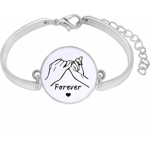 BTWGL Print Pinky Promise Bracelet Couple Boyfriend Girlfriend Husband Anniversary Gift Bracelet Women Men Jewelry