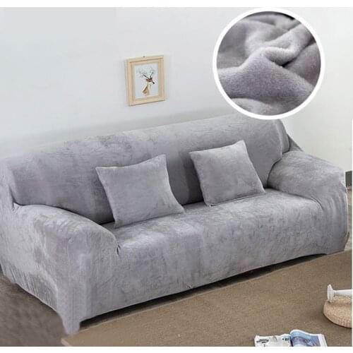 Stretch Slipcovers Sectional Elastic Stretch Sofa Cover for Living Room Velvet Plush Couch Cover L shape Armchair Cover Single