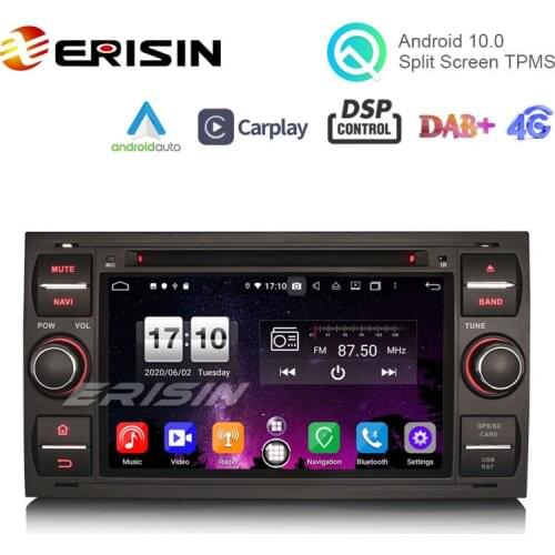 Erisin ES8766FB 7" PX5 DSP Android 10.0 Car DVD CarPlay & Auto GPS 4G DAB+ for Ford C/S-Max Galaxy Kuga Focus Transit