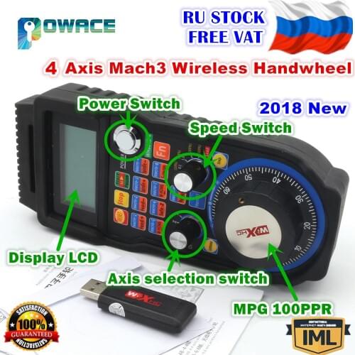 [EU STOCK] XHC 4 Axis Wireless Mach3 MPG Handwheel Manual USB Receiver 40 Meters Distance WHB04B