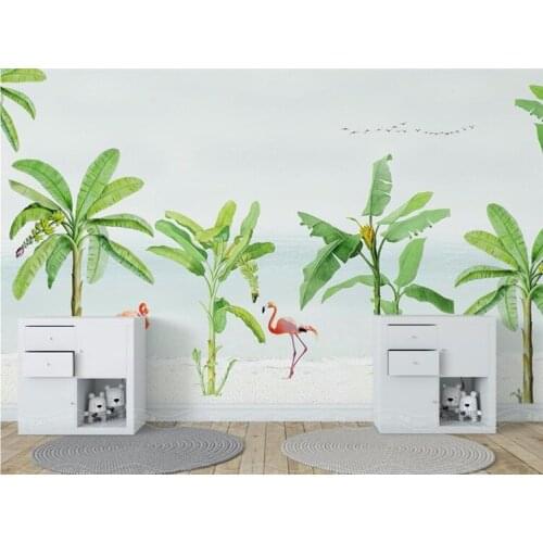 Beach banana tree flamingo Custom Photo Mural Wallpaper Art Living Room Sofa TV Background Wall Paper Home Decor roll