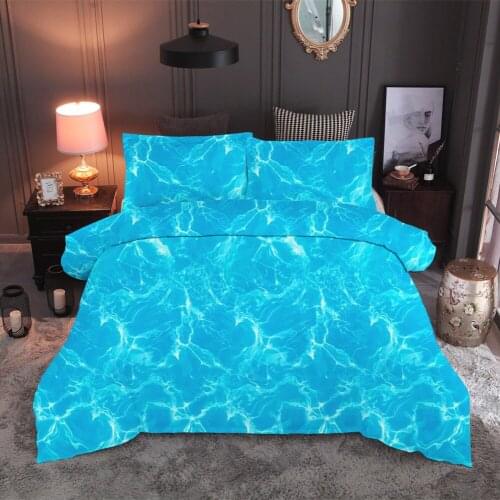 BEST.WENSD 2019 Bedding Set Beach Ocean Scenery Print Duvet cover set lifelike bedclothes with pillowcase bed set home Textiles