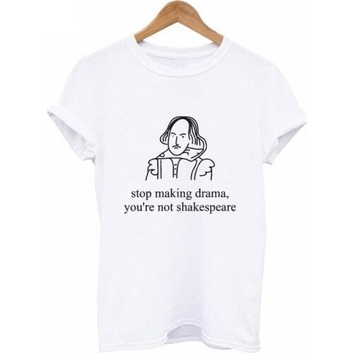 Korean version solid color white style wild cute letter shirt printing series polyester short-sleeved