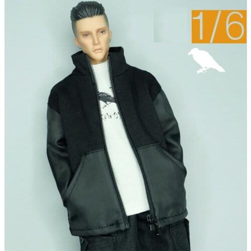 Hot Sales 1/6th Crowntoys Trend Male Black Gray Coat Shirt Model For Usual 12 inch Doll Action Collectable
