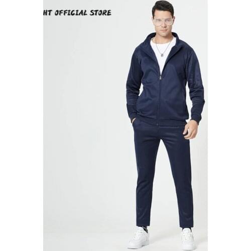 Mens Tracksuit Gym Fitness Casual Solid Sports Suit Clothes Running Jogging Sport Wear Exercise Workout New 2 Pcs/Set Clothing