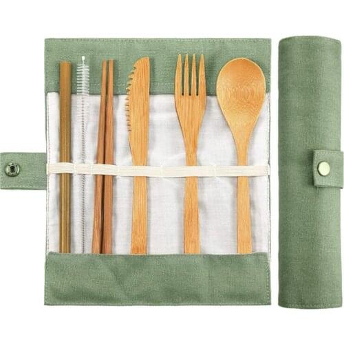 Creative Travel Cutlery Flatware Bamboo Utensils Set Reusable Eco Friendly Portable Fork Spoon Set Tableware Accessories