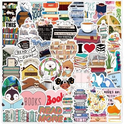 10/30/50PCS Inspirational Reading Book Sticker Suitable for Water Cup Luggage Notebook Refrigerator Decoration Sticker Wholesale