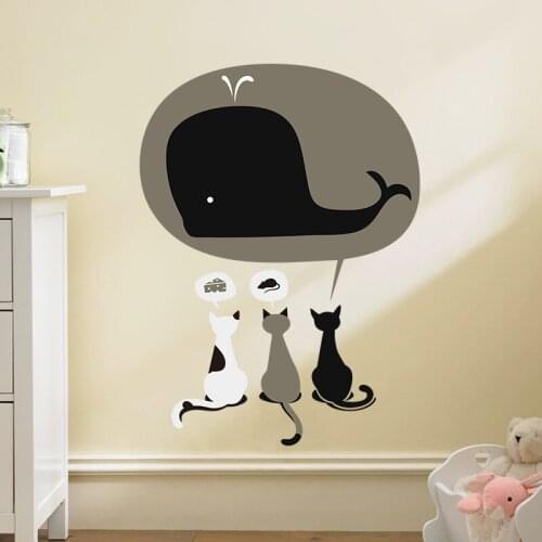 Cats Dream Mouse Cheese Whale Wall Stickers For Kids Room Decoration Bedroom Creative Pvc Mural Art Diy Cartoon Animals Posters