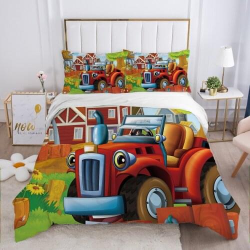Cartoon Childrens Bedding set for kids baby Duvet cover set pillow case Bed linens Quilt cover 140x200 Bed set Single Car red