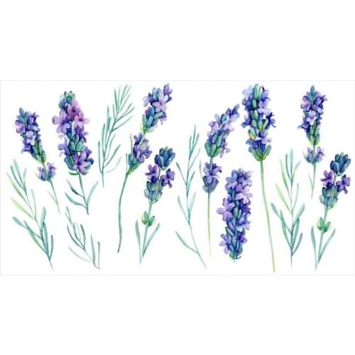 New Style Waterproof Sticker Exquisite Removable PVC Lavender Wall Stickers Paper Sticker for Bedroom Bathroom Decor Supplies
