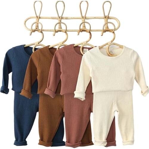 Baby Boys Girls Pajamas Set Toddler Kid Sleepwear Long Sleeve Casual Pullover+Long Trouser Pants Clothes Cotton Nightwear Outfit