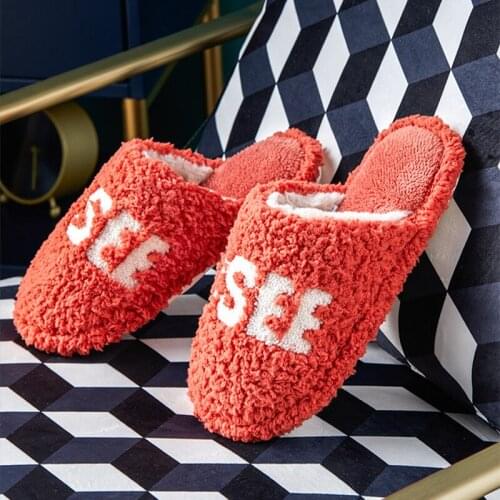 Posee Couple Cotton Slippers Female Winter Home Non-slip Soft Bottom Indoor Warm Furry Slides Outdoor Autumn Women PS3710