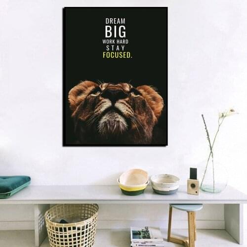 Poster Wild Animals Canvas Painting Little Lion Letters Inspirational Quotes Art Nordic Modern Living Room Home Decoration