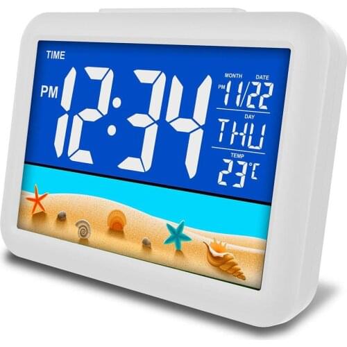 7 Languages Bedside Alarm Clock For Children Students,LCD Big Color Screen Home Office Temperature Display Digital Alarm Clock