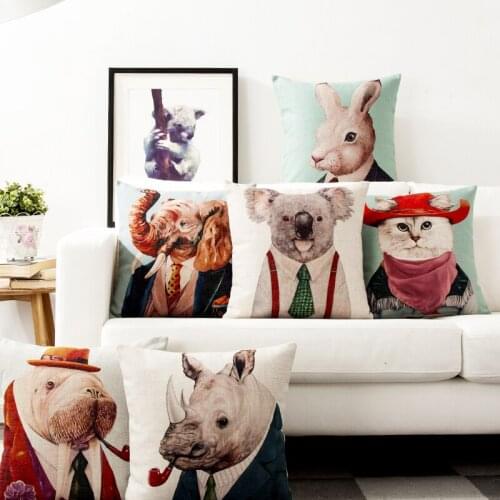 Nordic Animal cartoon Modern simplicity Pillow Cover Home Decorative Pillows Linen Pillow Case Office Sofa Cushion Cover