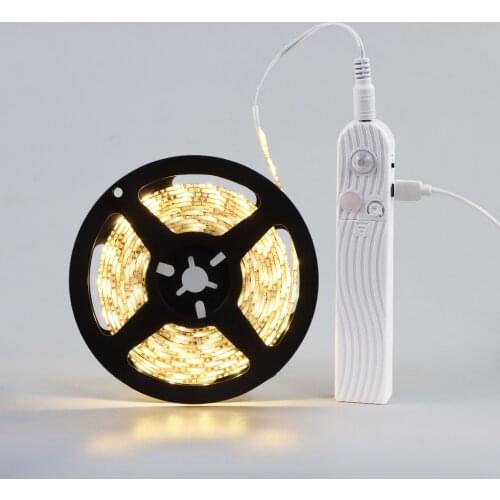Smart Turn ON OFF PIR Motion Sensor LED Strip Light Battery Power Flexible Waterproof lamp Tape For Closet Kitchen Cabinet Light
