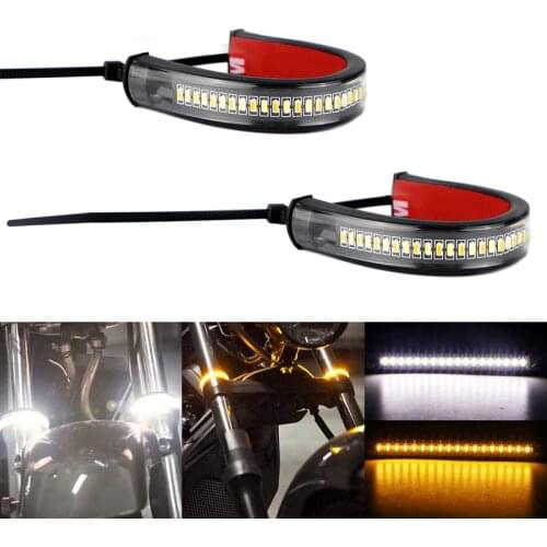 LED Motorcycle Turn Signal Light DRL Amber White Flasher Ring Fork Strip Lamp Flashing blinker 12V for Honda for Suzuki for KTM