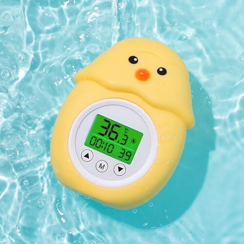 Bath Thermometer Tri-color Backlit Safety Temperature Display Fahrenheit and Celsius Room Temperature Chicken Shape Bathtub