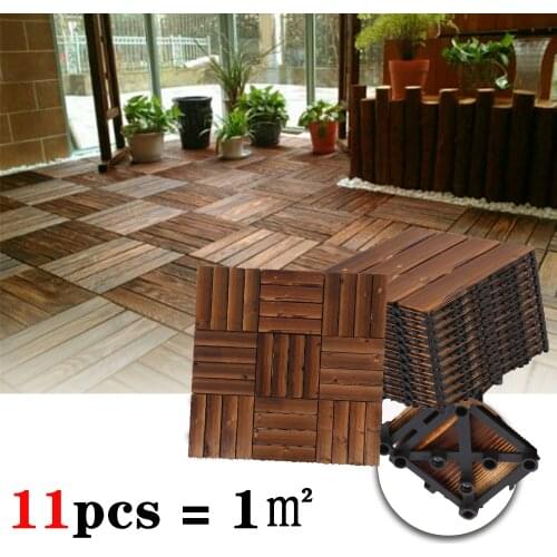 Honhill 11PCS Vintage Wooden Floor Tiles Wood Terrace Outdoor Carpet Flooring Balcony Bedroom Furniture Wooden Floor Decking