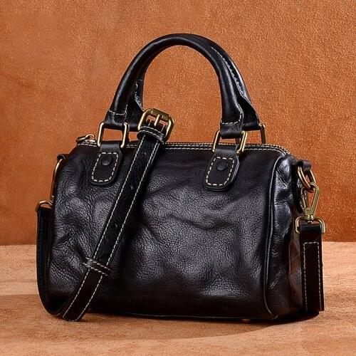 Vintage Leather Handbags Ladies High-quality Handbags Large Capacity Shoulder Bag Fashion Messenger Bag Boston Bag