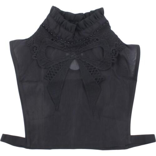 Vintage Women Fake Collars Collar Tie White And Black Lace Bow Pleated Detachable Lapel Shirt Womens Clothing Accessories
