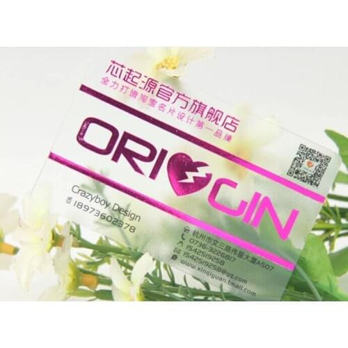 Custom Hot gold stamping foil business card printing gold foil pvc business card double faced transparent business card