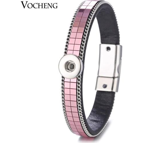 Vocheng Ginger Snap Charms Leather Bracelet for Small 12mm Button Jewelry Magnet Clasp 5 Colors NN-572